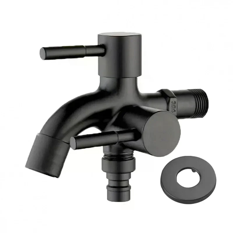 304 Stainless Steel Faucet One Into Two Out Multifunction Double-outlet Washing Machine Outdoor Garden Sink Pool Faucet