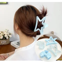 2 SZTUKI Icy Blue Spinka do włosów Summer Cool Ladies Grab-Clip Sweet Bowk Star Shark Clip Crab Grab Cute Daily Hair Accessories for Girl