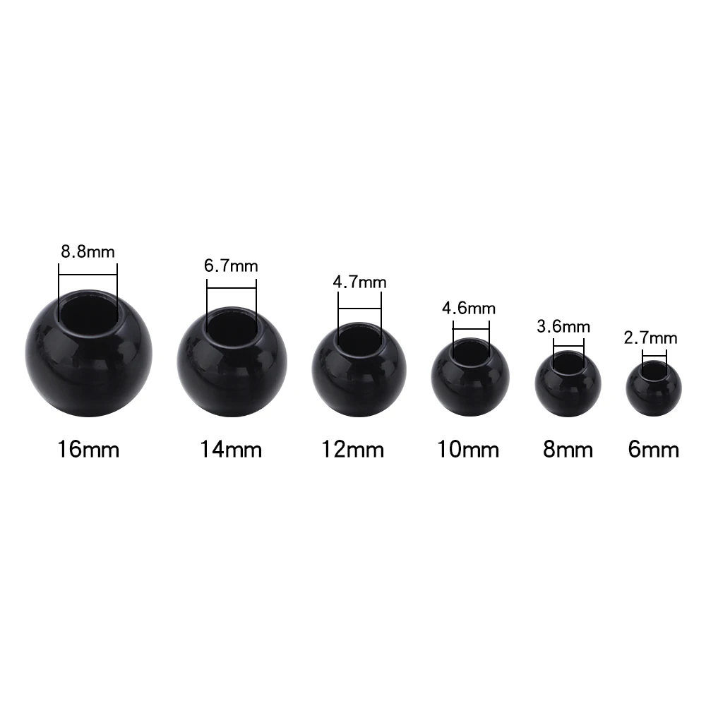 6/8/10/12/14mm Solid Color Acrylic Beads Black White Color Big Hole Spacer Round Bead For DIY Charms Bracelet Necklace Wholesale
