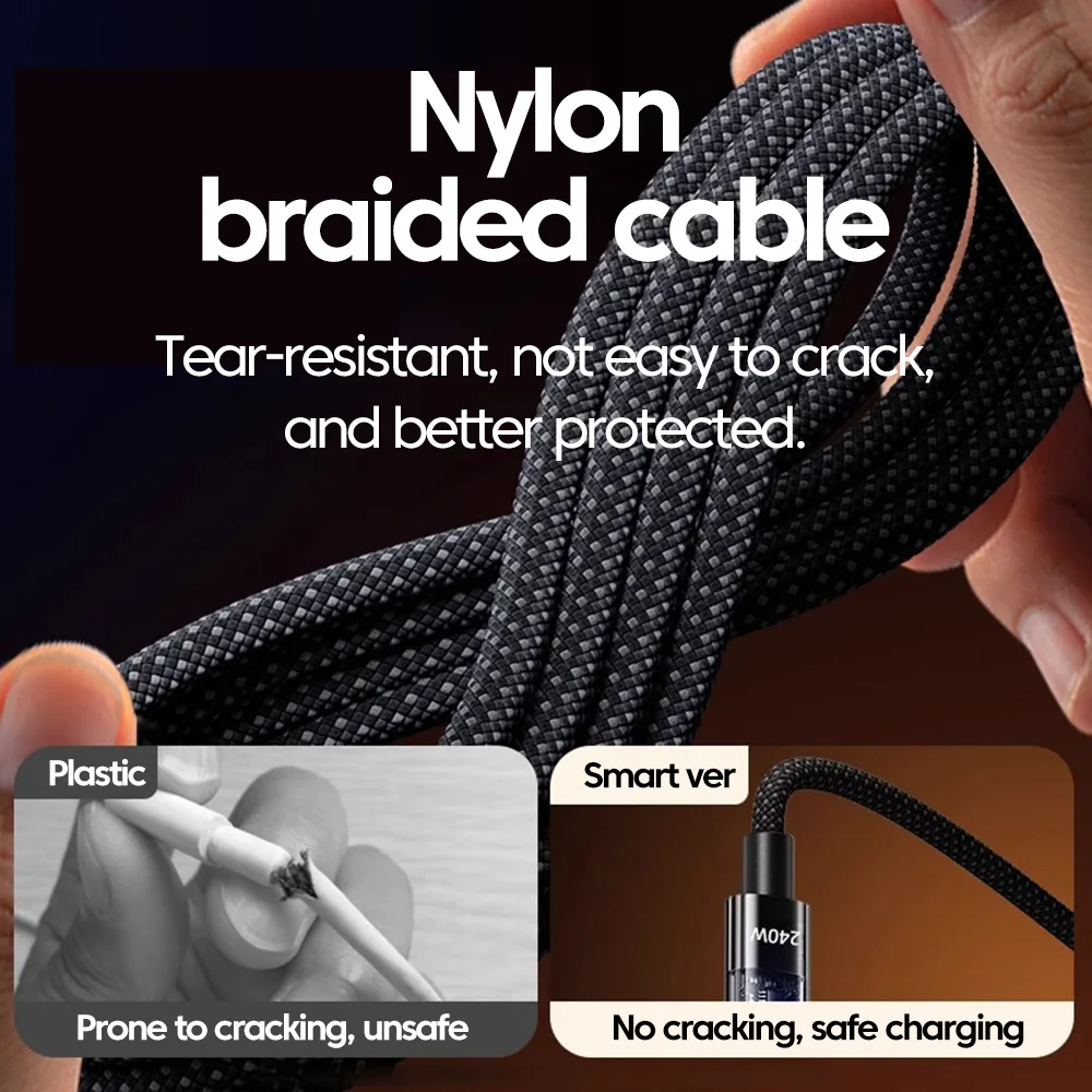 240W 6A USB to Type C Super Fast Charging Cable 25cm-2m LED PD C to C Mobile Phone Data Cable For iPhone 15 16 Samsung Xiaomi - Image 4