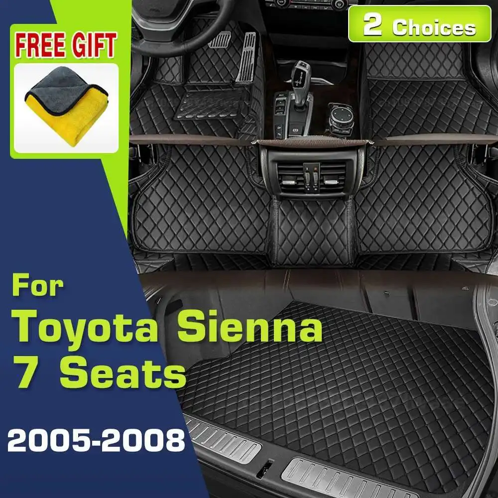 

Car Floor Mats For Toyota Sienna（7 Seats）2005 2006 2007 2008 Custom Trunk Mat Auto foot Pads Carpet Cover Interior Accessories
