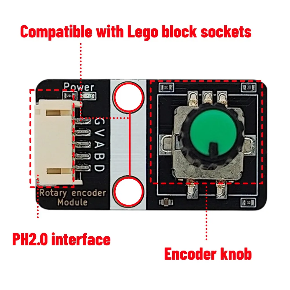 Rotary Encoder Sensor Output AB Phase Digital Pulse Signal with Center Push Button, Block Shell & PH2.0 Interface for Arduino