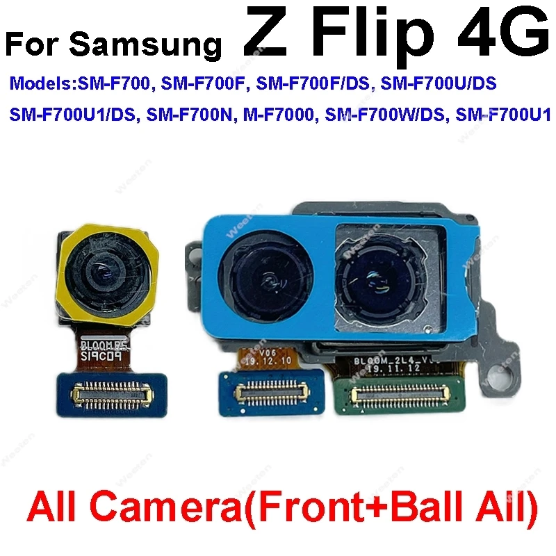 Front&Rear Main Camera For Samsung Galaxy Z Flip 1 2 3 4 5 F700 F707N F711W F7210 Back Big Camera Small Facing Camera Parts