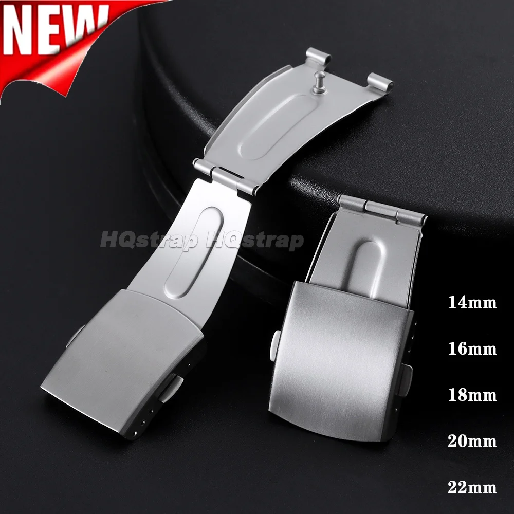 New Universal Watch Clasp 12mm 14mm 16mm 18mm 20mm 22mm Double Push Button Folding Buckle Solid Stainless Steel Butterfly Buckle