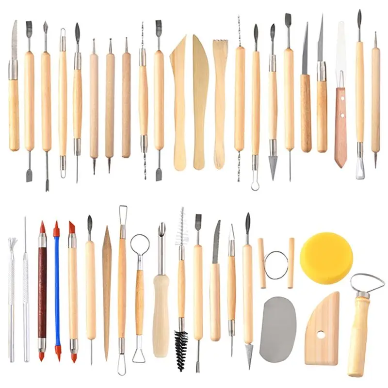 

Набор инструментов для лепки из глины ABHZ-42 шт. с деревянными ручками, двусторонние, набор инструментов для лепки из глины с деревянными ручками
