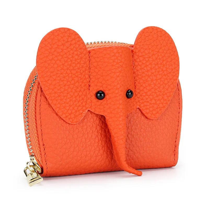 Visitekaarthouder Vrouwelijke Koe Lederen Credit Card Portemonnee Olifant Patroon Rits Verandering Kleine Tas Vrouwen Bank Credit Card Case