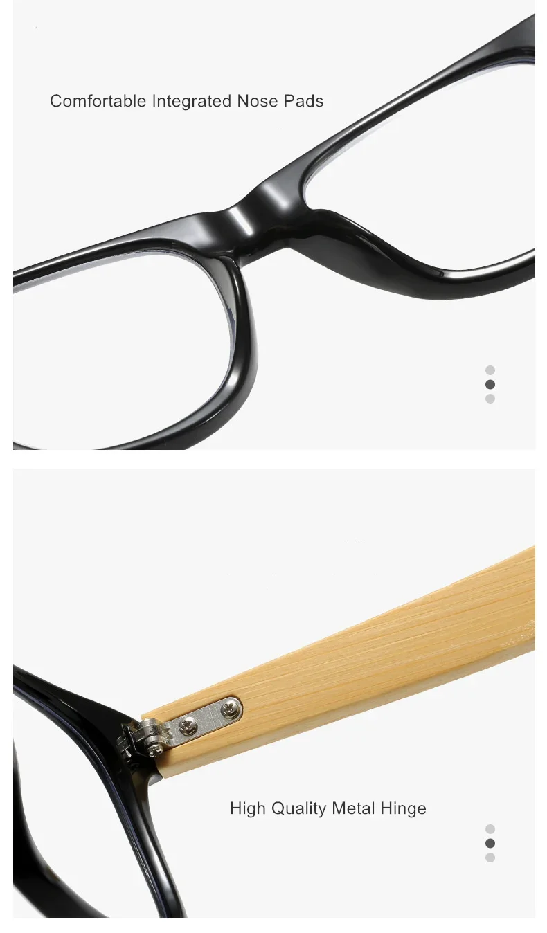Benutzerdefinierte Myopie-Brille mit Rezept -0,5 bis -8,0 Damen Herren Mode-Bambus-Brillenbrille Blaulichtblockierende oder photochrome Gläser F604 – Detail 16