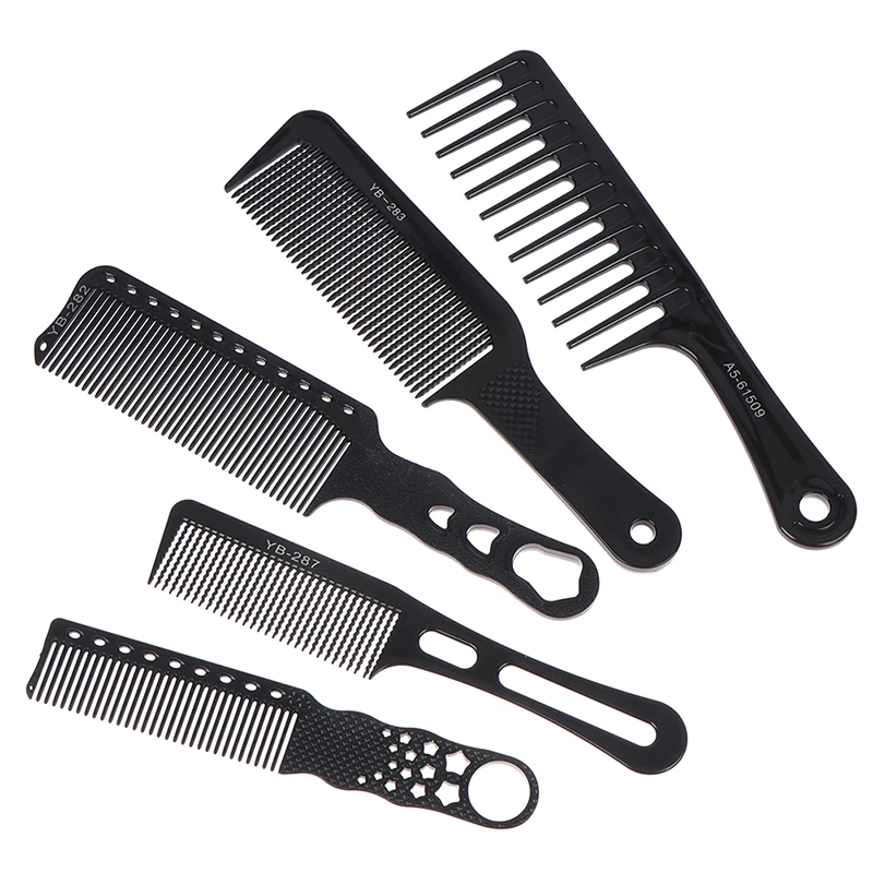 Black Flattop Hair Cutting Comb Wide Tooth Men Cut Hair Brush Professional Salon Barber Hair Clipper Hairdressing Carbon Combs