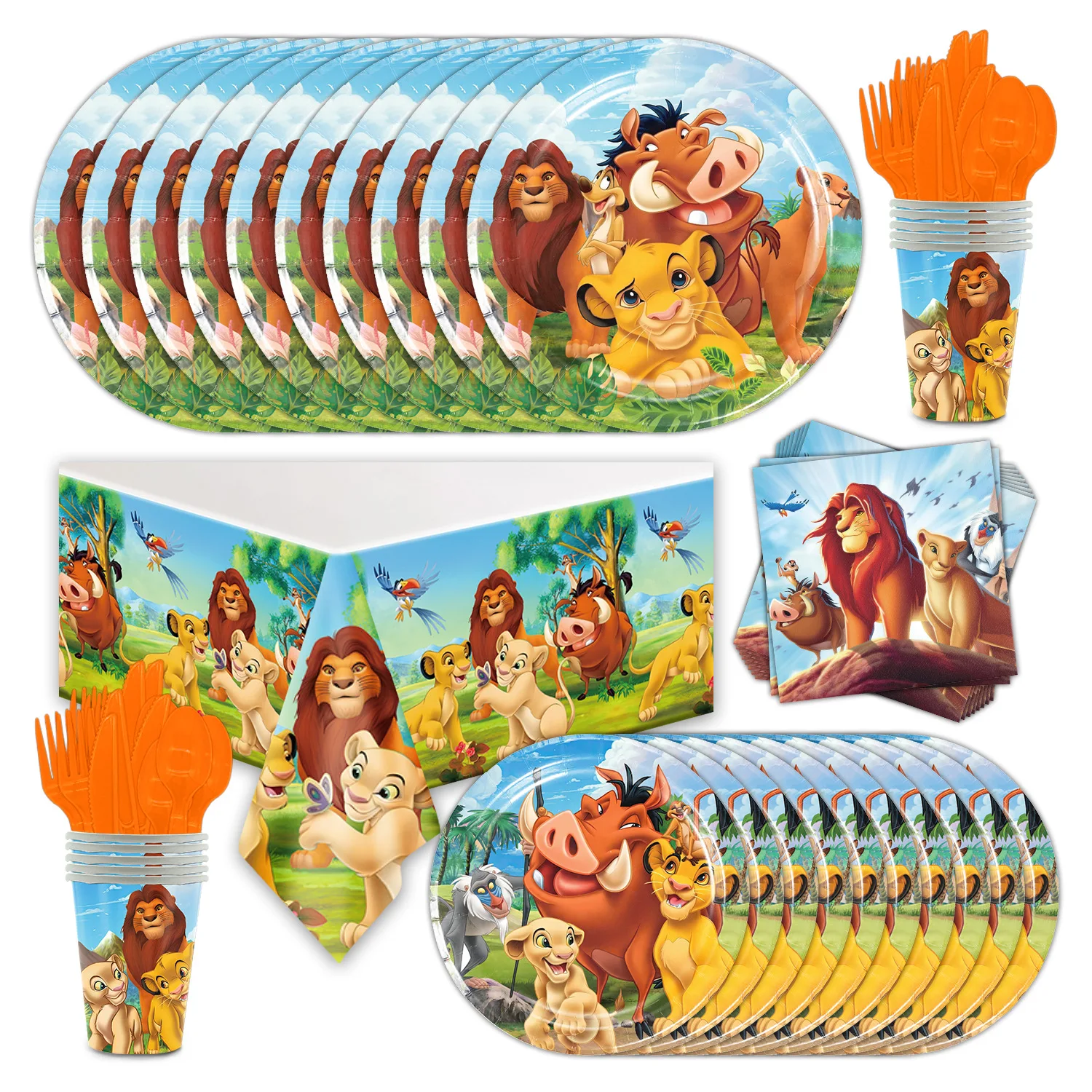 New Lion King Simba Boy Birthday Party Decorations Disposable Tableware Cup Plate Napkin Tablecloth For Kids Party Decor Supplie