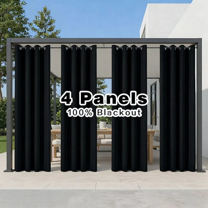 4 Panels Room Divider Outdoor Blackout Curtains Suitable for Privacy Protection, UV Protection & Waterproof Grommet Top Design with Grommet Top Panels - Suitable for Patio, Balcony, Garden, Gazebo, Porch Curtains (UV/Waterproof)