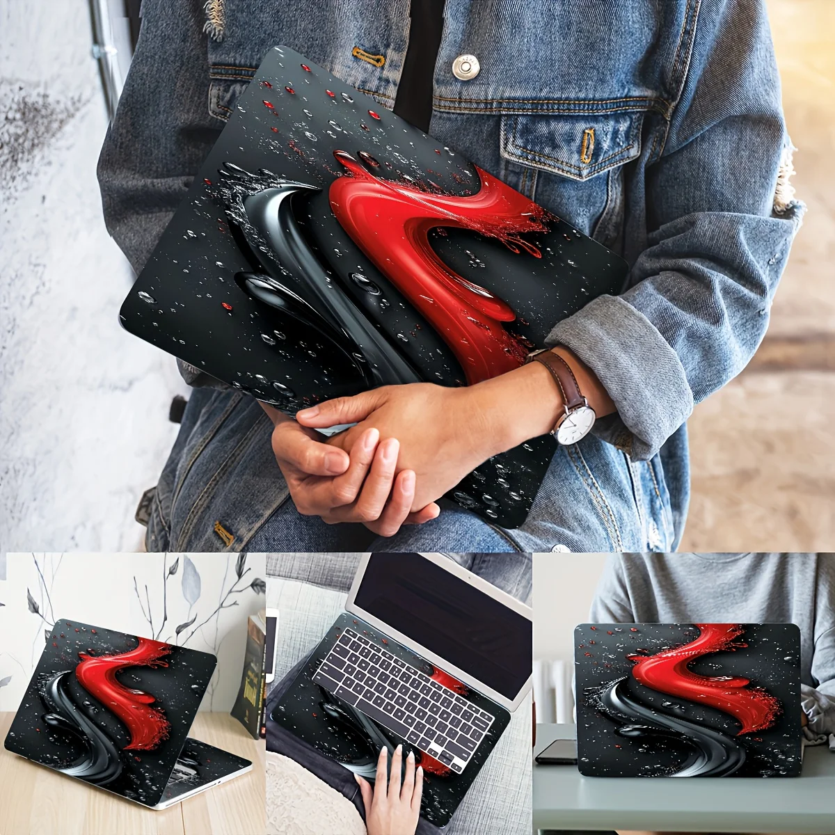 

2pcs technology inspired notebook art decoration sticker protective cover, perfect for laptops, cars, motorcycles