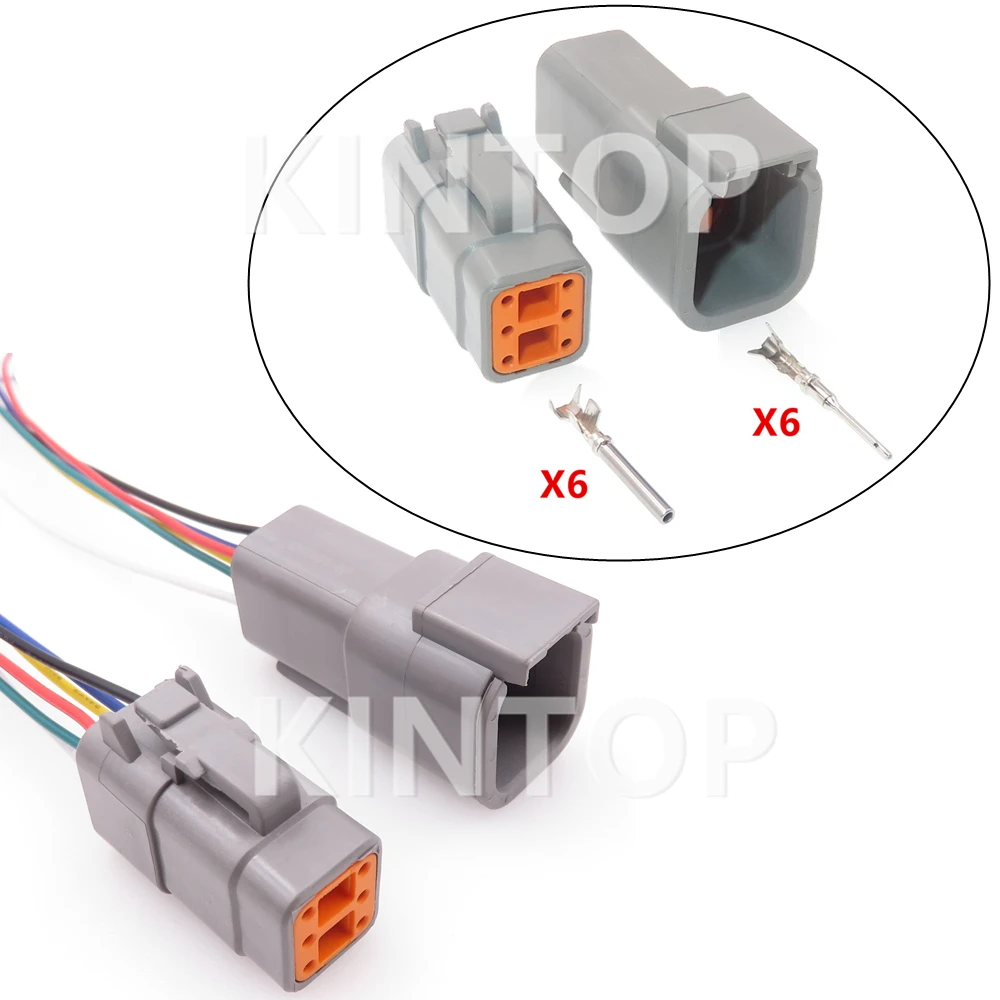 1 Set 6 Pins Excvavtor Wiring Socket Starter DTM06-6S DTM04-6P ATM04-6P ATM06-6S Car Large Power Sealed Connector  With Wires