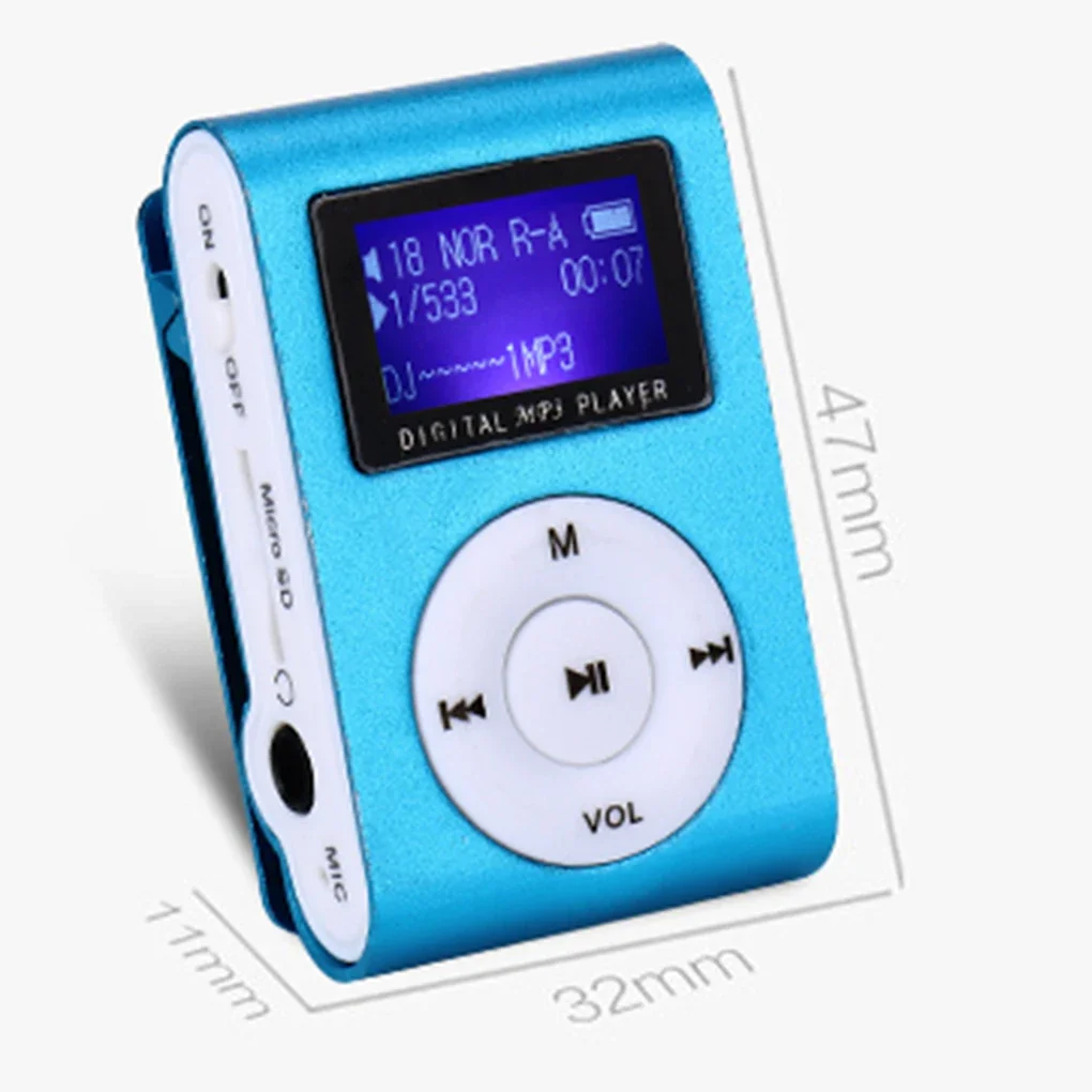 Mini reproductor de MP3 con pantalla LCD, medios musicales portátiles, compatible con tarjeta SD TF, interfaz de pantalla de 3,5mm, dispositivo de viaje sin accesorios