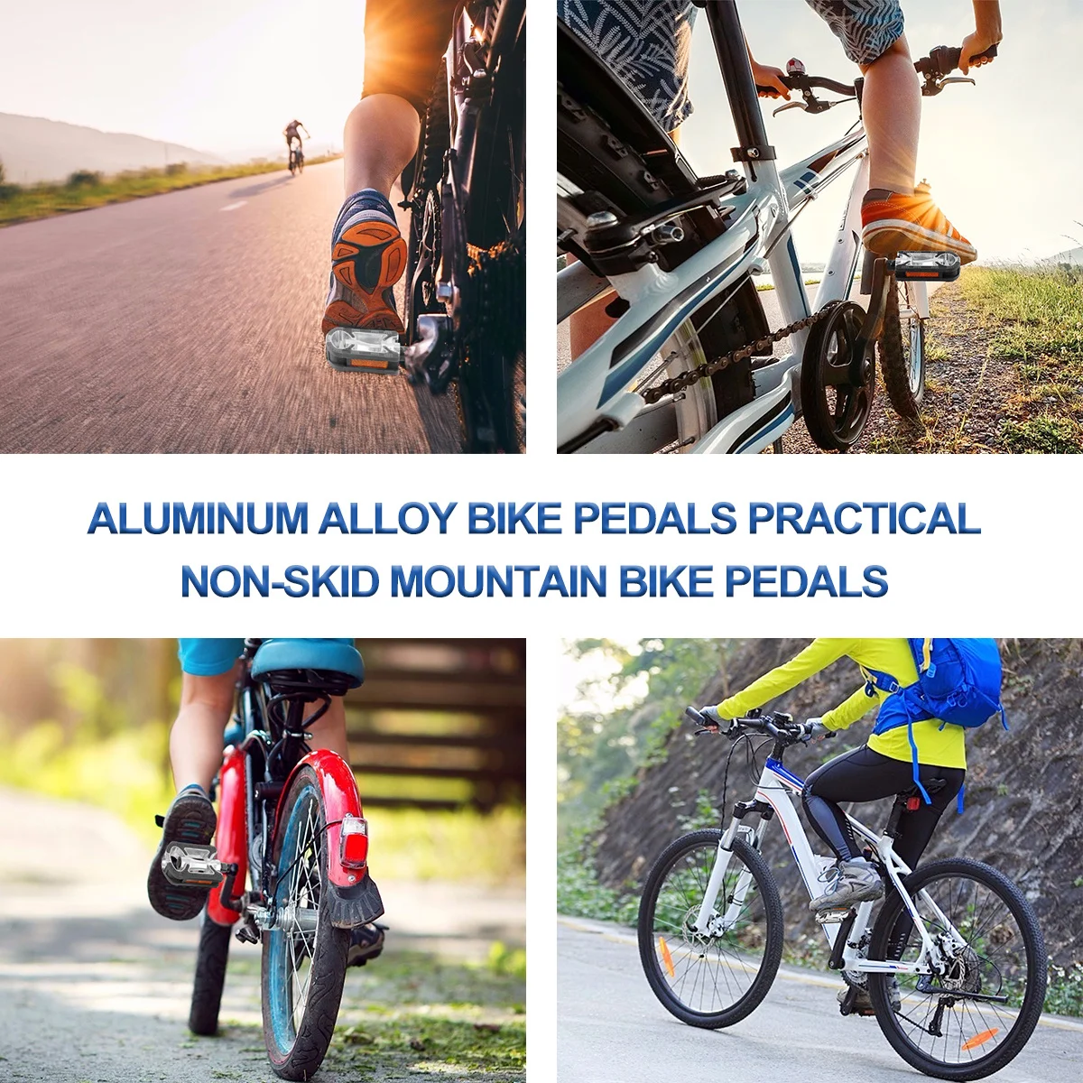 

2Pcs Mountain Bike Pedals Aluminum Alloy Non-Skid Flat Pedals Durable Practical Cycling Bike Pedal Accessories