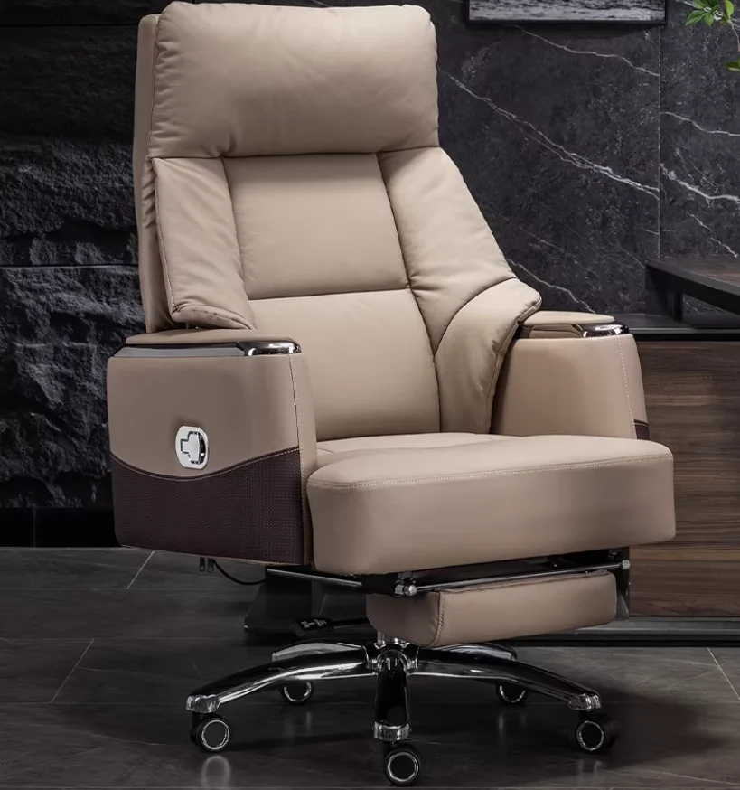 Boss chair Home computer chair Lunch break Reclining leather Comfortable sedentary business office chair Study back seat