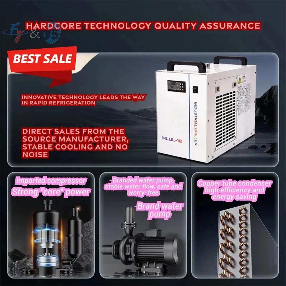 Industrial Water Chiller, Circulating Water Cooler,Constant/Intelligent Temp Mode,Corrosion-Resistant Pump, for Laser/Injection