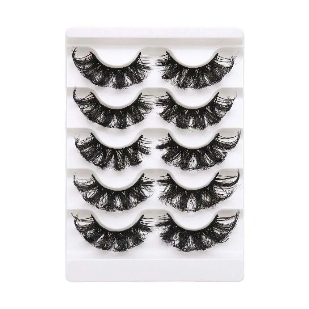 5Pairs Lashes Extension Whole Cluster Eyelashes Makeup Dense Fluffy False Eyelashes Reusable Long Lasting D Curled Eyelashes