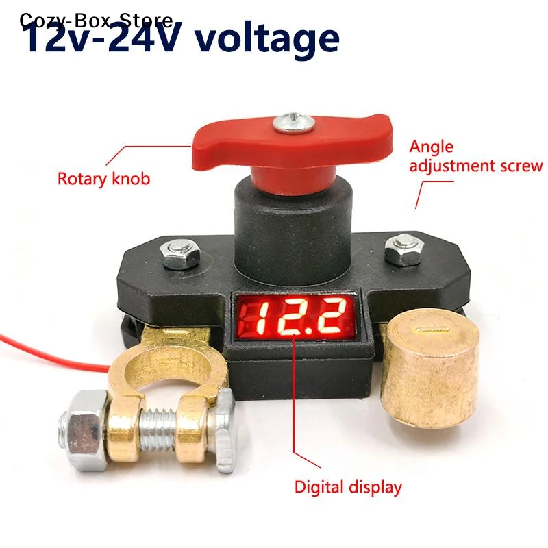 [ZY]Car Battery Disconnect Switch - Bidirectional Joint Can Rotate Power Disconnect Switch With Digital Display 12-24v[ZY]