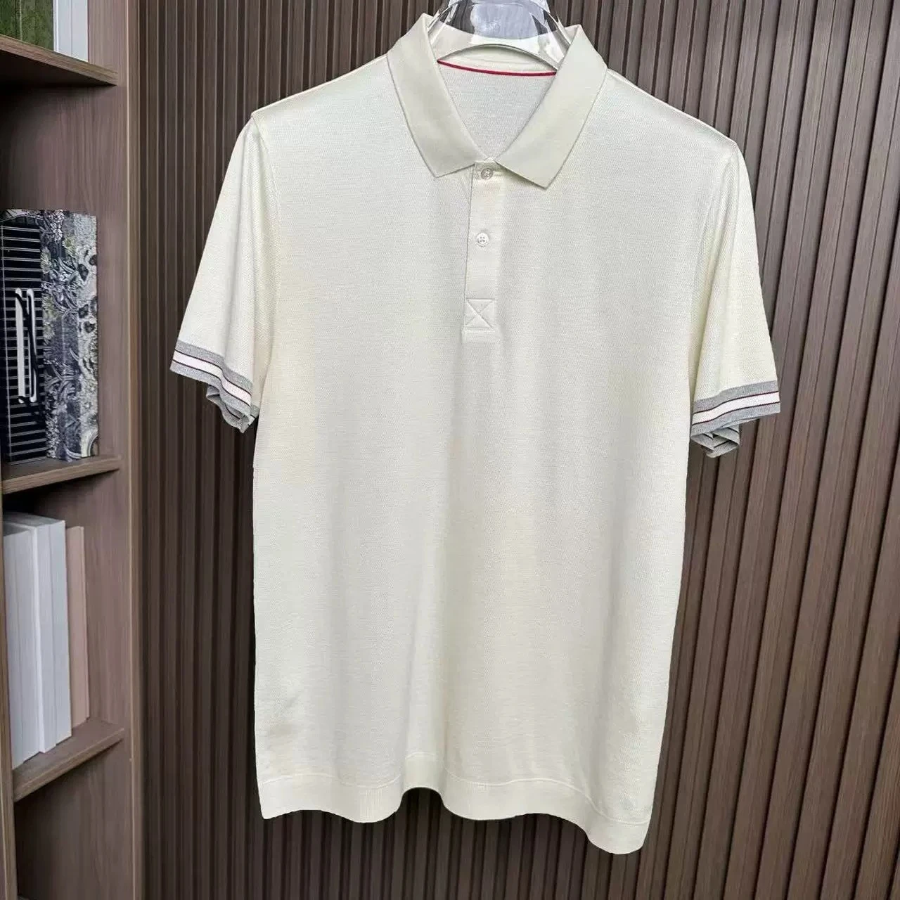 Italian embroidery BC old money wind men's pearl cotton short-sleeved breathable lapel polo shirt