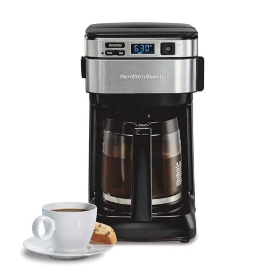 

12 Cup Programmable FrontFill Drip Coffee Maker with Stainless Steel Housing and Black Finish for Easy Brewing and Convenient S