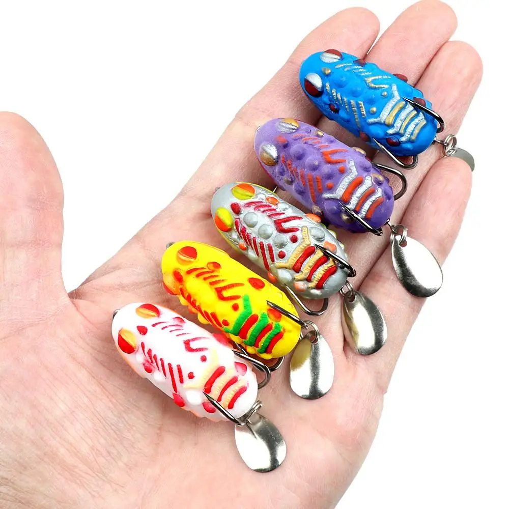 Fishing Lure 4cm/4.8g Soft Frog Mini Soft Lure Double Hooks Top Water Ray Frog Artificial Bait