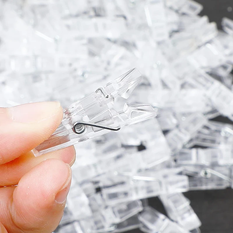100/50PCS Plastic Mini Photo Clips Transparent Mini Clothes Pegs Clothespins for Photos DIY Wedding Party Decoration YFJ008