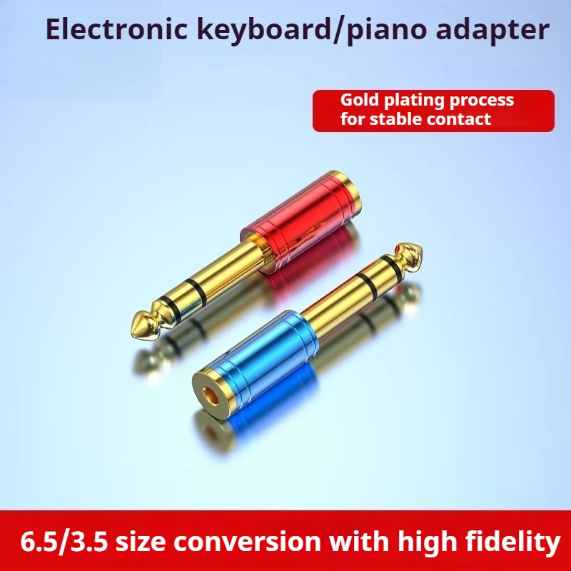 

Pure Copper 6.5mm Male to 3.5mm Female Adapter - for Electric Piano, Guitar, Mic, Drums & Audio Equipment