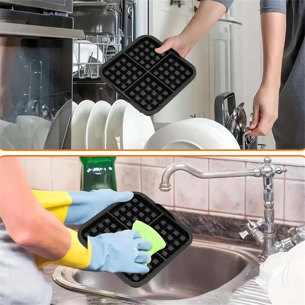 Non-Stick Square Waffle Molds,Reusable Silicone Baking Tray,Dishwasher Safe,Perfect for Belgian Waffles,Pancakes, Egg Cubes