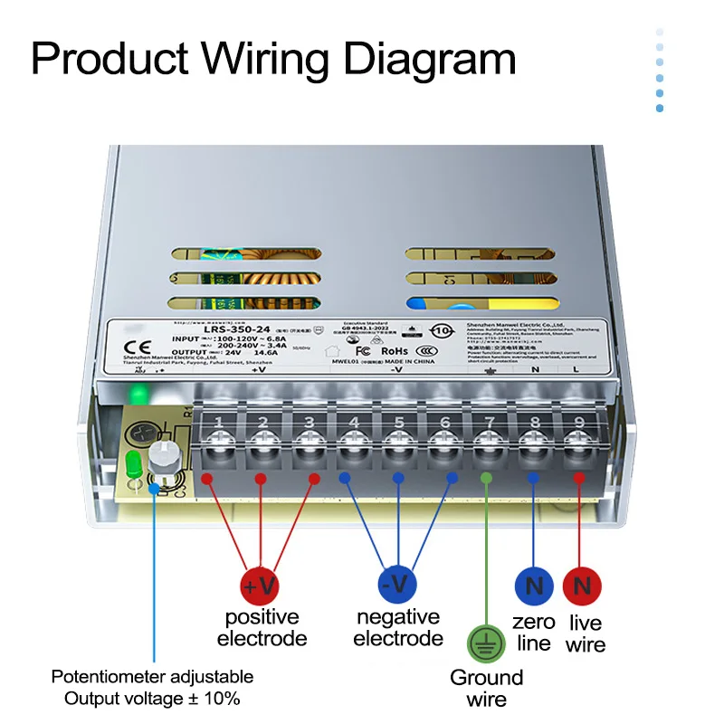 AUCHTEL RS-15/25 LRS-35/50/100/150/200/350/450/600 Series Switching Power Supply 3.3V 5V 12V 15V 24V 36V 48V AC Input