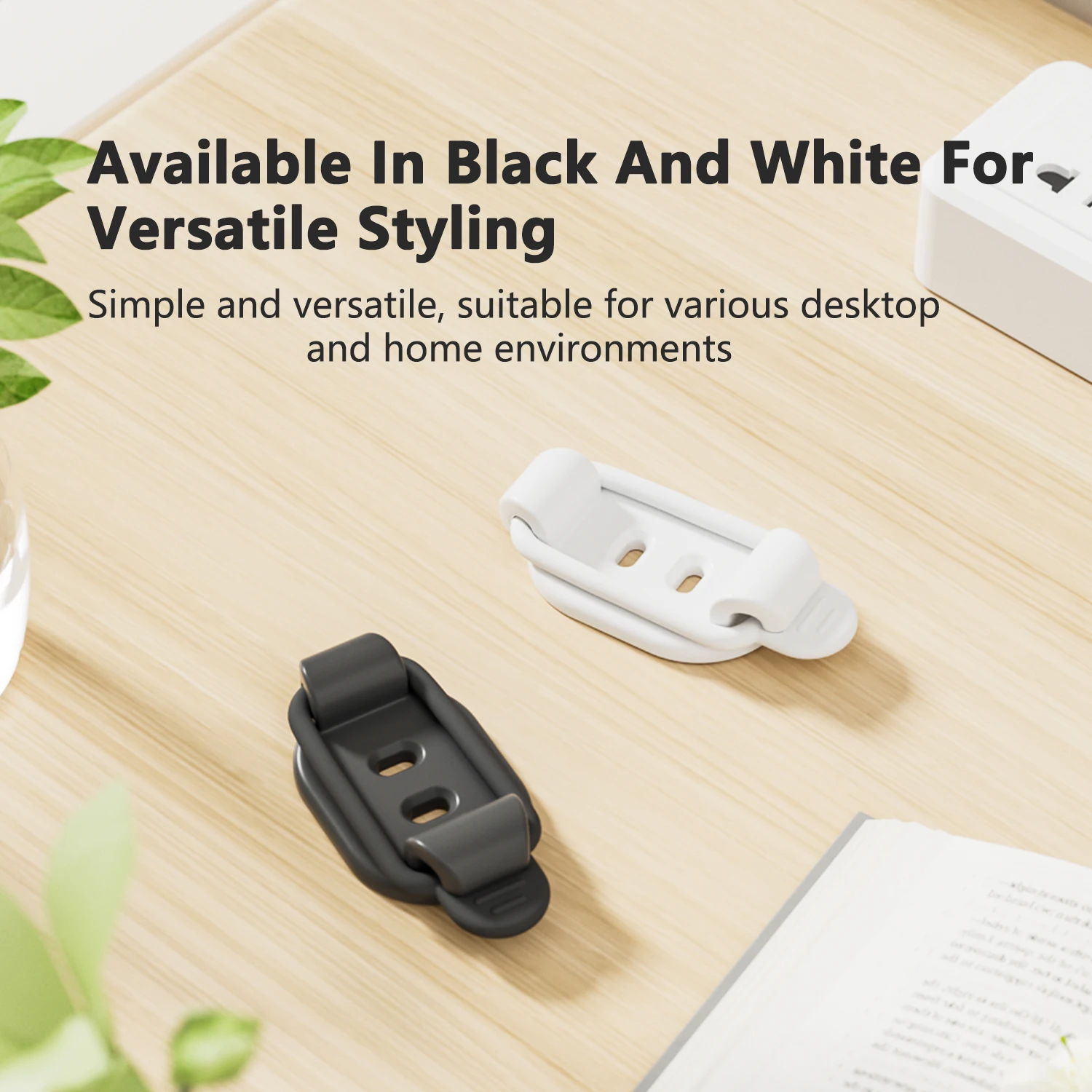 Reusable One‑Click Locking Silicone Cord Organizer, Self‑Adhesive Wire Clip for Home Office Desktop Cable Sorting