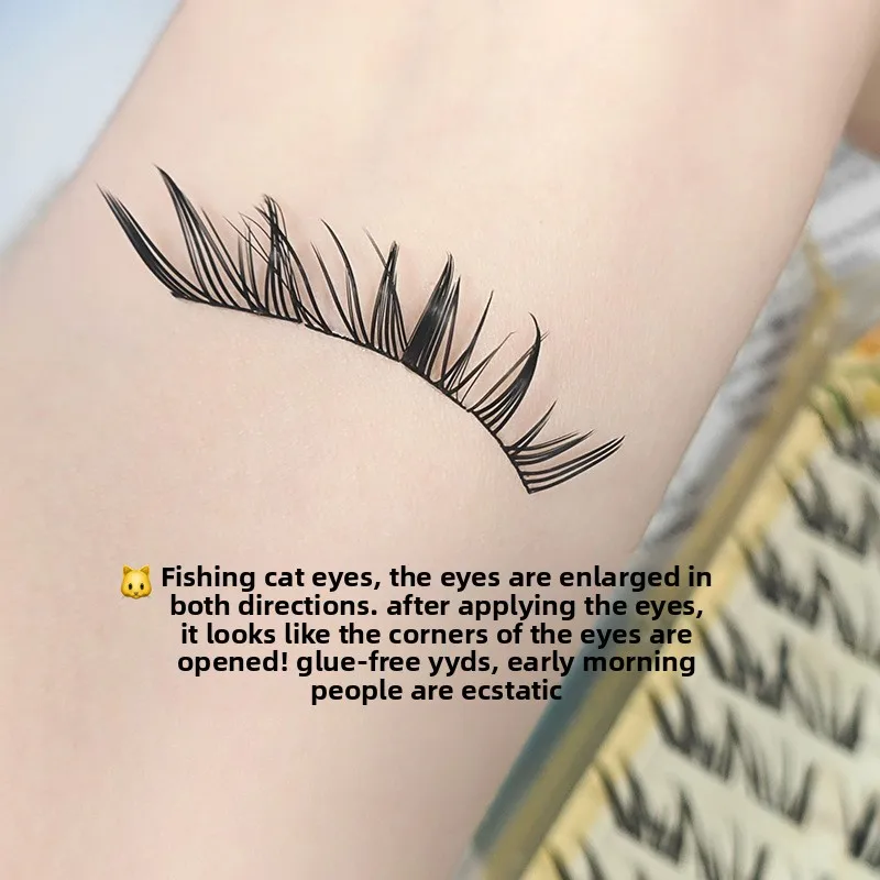 Klebefreie & Aufklebbare Fox-Eye-Wimpern, Natürliche, Wispy, Geschwungene Wimpern ohne Klebstoff, Flügelwimpern für Ober- und Unterwimpern, Künstliche Wimpern – Detail 2