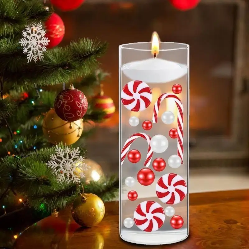 C5AC 106pcs عيد الميلاد مزهرية حشو لؤلؤة لزهرية إكليل العائمة اللؤلؤة الحلوى لؤلؤة المياه المياه حبات الشموع ديكور المنزل