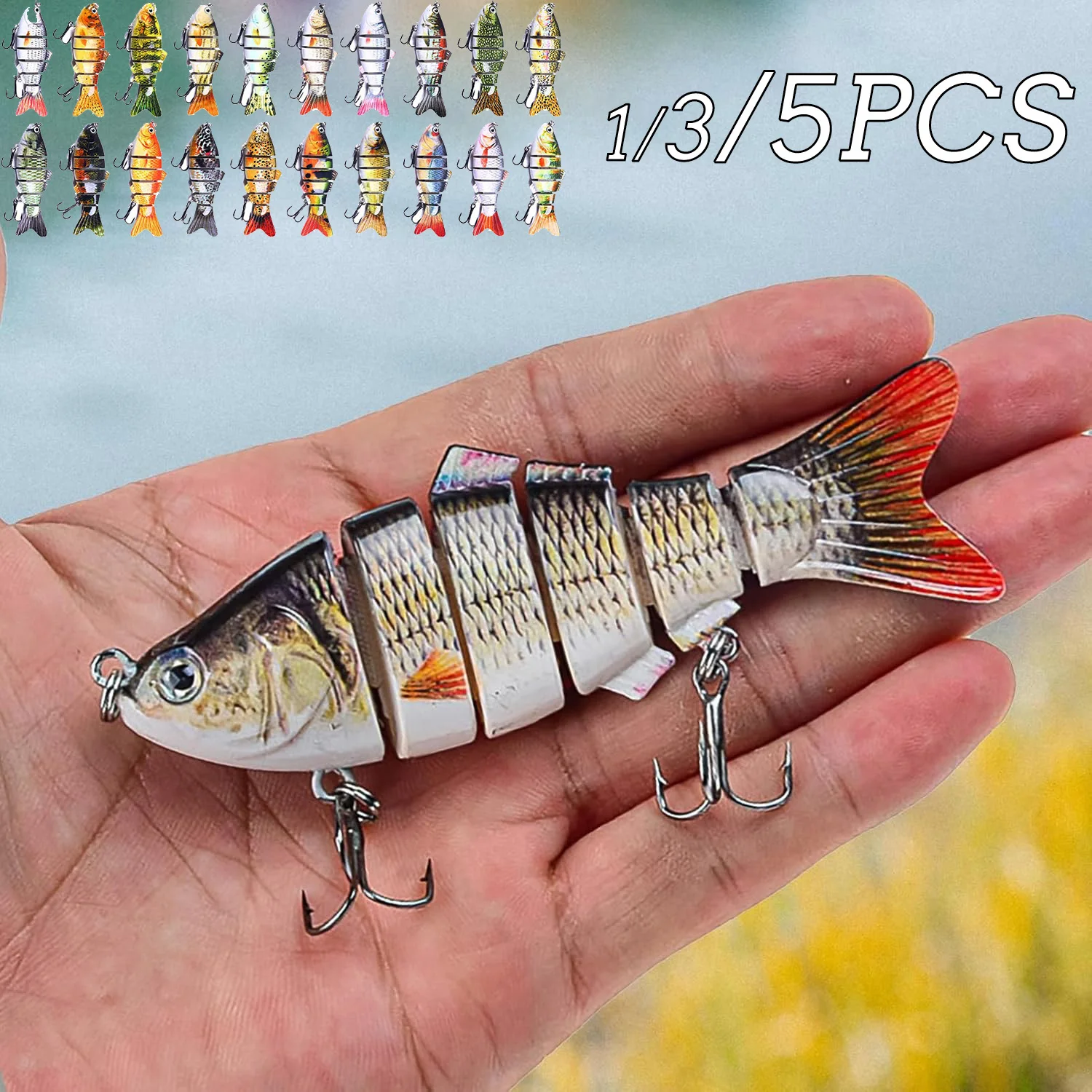 

6 Segment Multi Jointed Fishing Lure 10cm/17.5g Sinking Swimbait Artificial Wobblers Crankbait Hard Bait Pesca Tackle 5/3/1Pcs