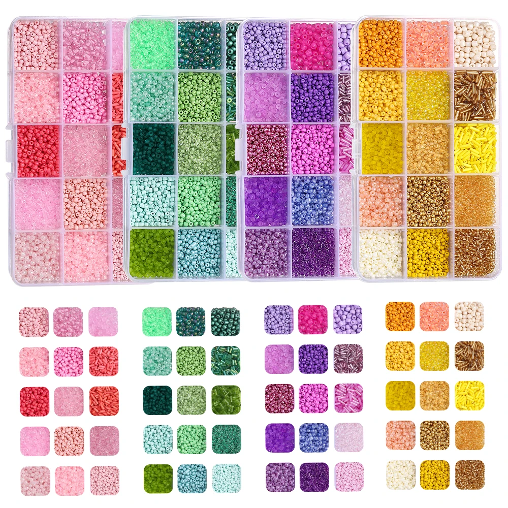 150g/Set Glass Seed Beads Colorful Small Craft Tube Beads for DIY Bracelet Necklaces Crafting Jewelry Making Supplies