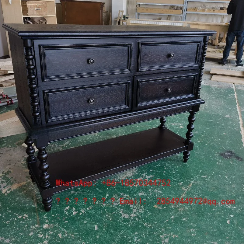 American Retro Solid Wood Chest of Drawers Vintage Hallway Console Table Entryway Storage Cabinet for Living Room Bedroom view 3