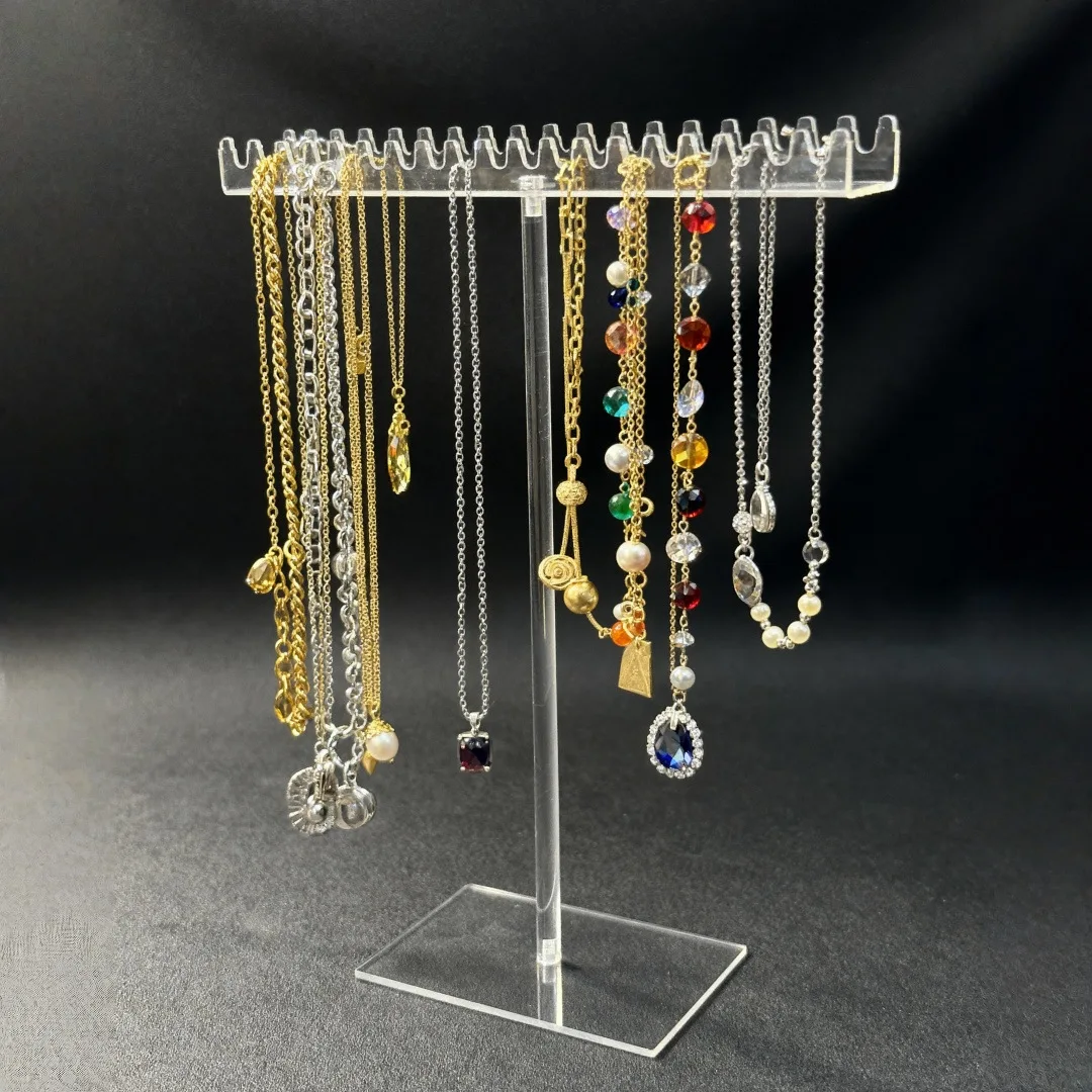 Acrylic Necklace Storage Box, Transparent Necklace Holder, Jewelry Both Sides Hooks,Used for Displaying Jewelry and Collectibles
