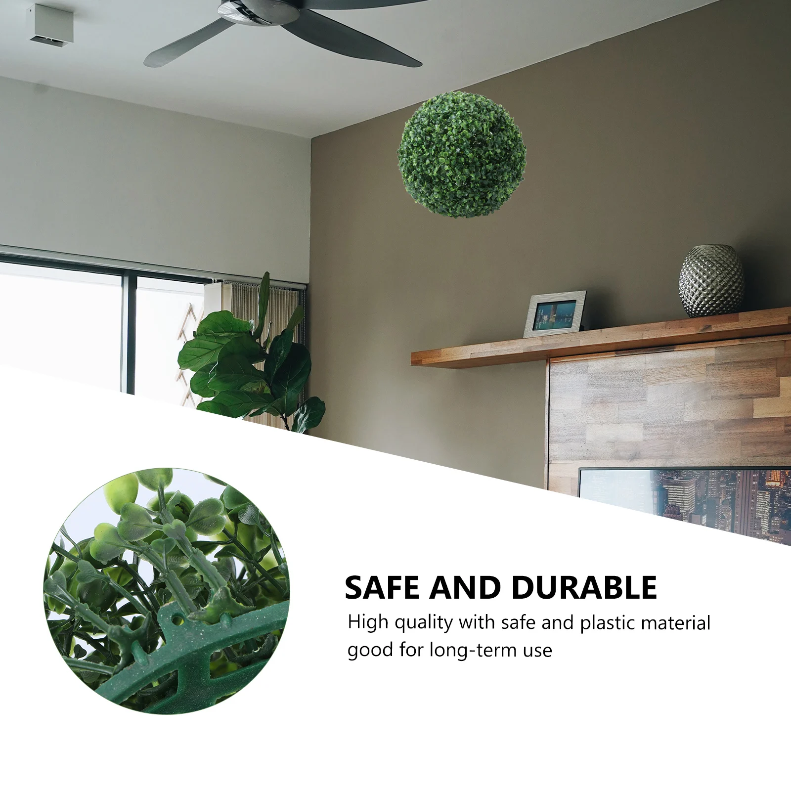 كرة عشبية مزخرفة مكونة من قطعتين من نباتات مقلدة لحفلات الزفاف وديكور معلق اصطناعي صديق للبيئة