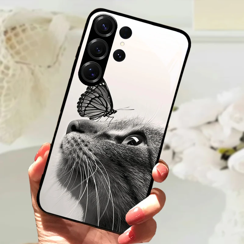 لسامسونج S24 الترا الزجاج المقسى الغطاء الخلفي للقضية غالاكسي S20 S21 S22 S23 S30 الترا الصلب PC الزجاج حامي الهاتف حالات