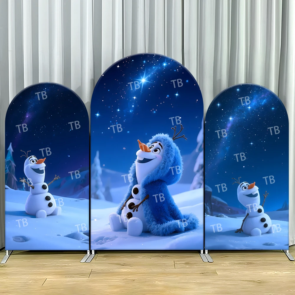 

TB Disney Frozen Arch Backdrop Covers Snowman Olaf for Kids Birthday Party Decor Photograph Background Wall Baby Shower Props