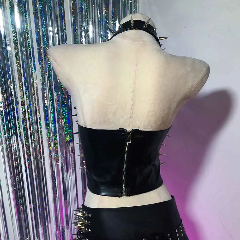 Studded Rivet Hand Made E-Girls DIY Emo Gothic Tank Grunge Teen Y2K TOPS Kawaii Goth 90s Eco Chain Harajuku Punk Rock