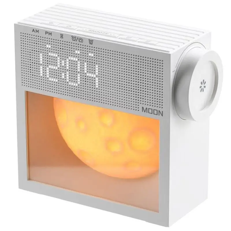 

AAAN-Moon Night Light Clock Touch Control, Digital Alarm, White Noise, 10 Soothing Sounds Sleep Helper Bedroom Ambience