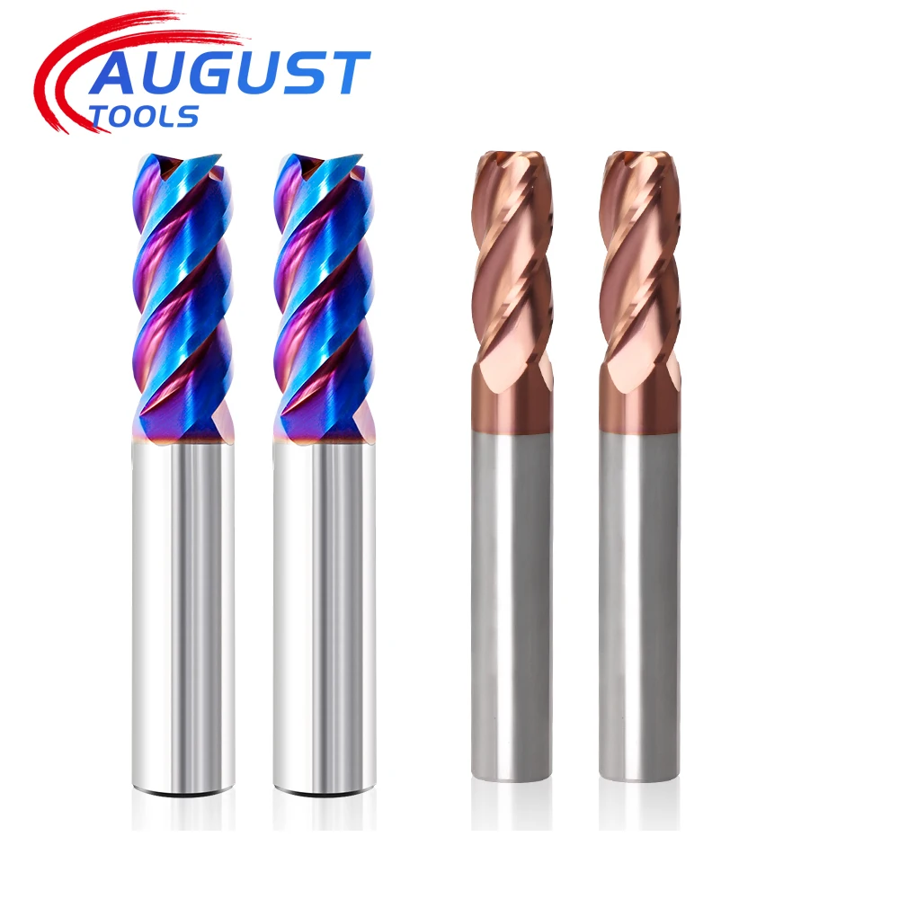 Augusttools HRC65 Corner Radius End Mill 4 Flutes Tungsten Carbide Milling Cutter CNC Meteal Milling Tools For Stainless Steel