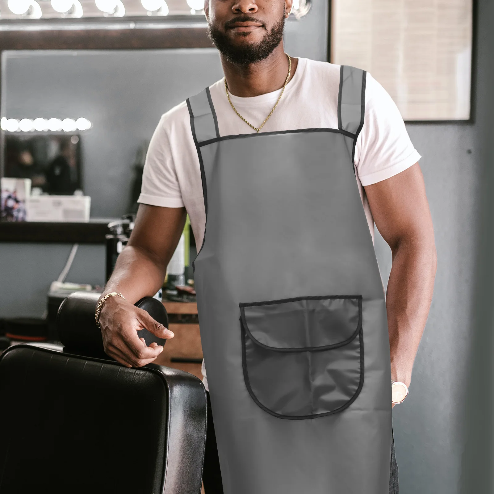 

Barber Apron Hairdresser Clothes Grey Splashproof Durable Stylist Barber Hairdressing Apron Haircut Tool
