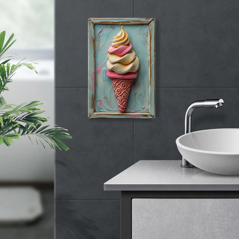 Vintage Ice Cream Cone 3D Decoration: Higher Bending Resistance, Perfect for Bedroom, Office, Kitchen, Studio, Classroom