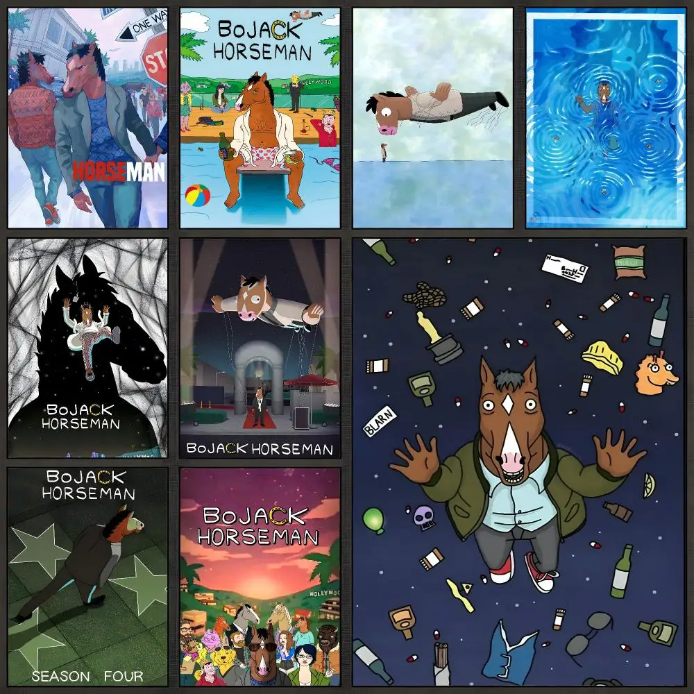 Animation BoJack Horseman Comedy Poster Peel And Stick Wall Art PP Waterproof HD Bedroom Living Room Home Decor Gift