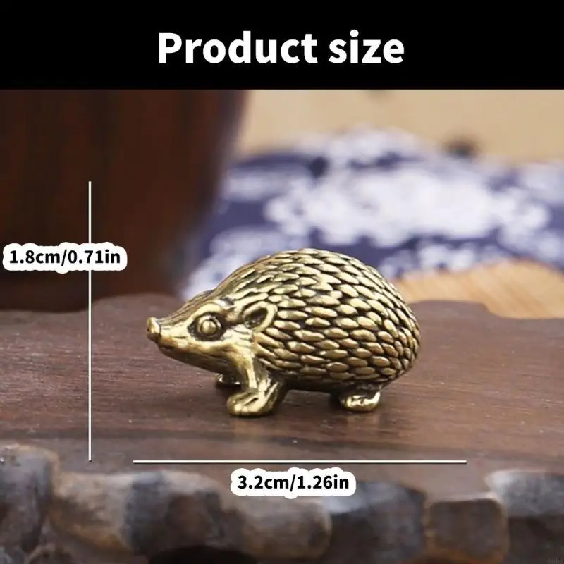 

R66A Vintage Brass Hedgehog Miniature Antique Ornament for Home and Office Setting