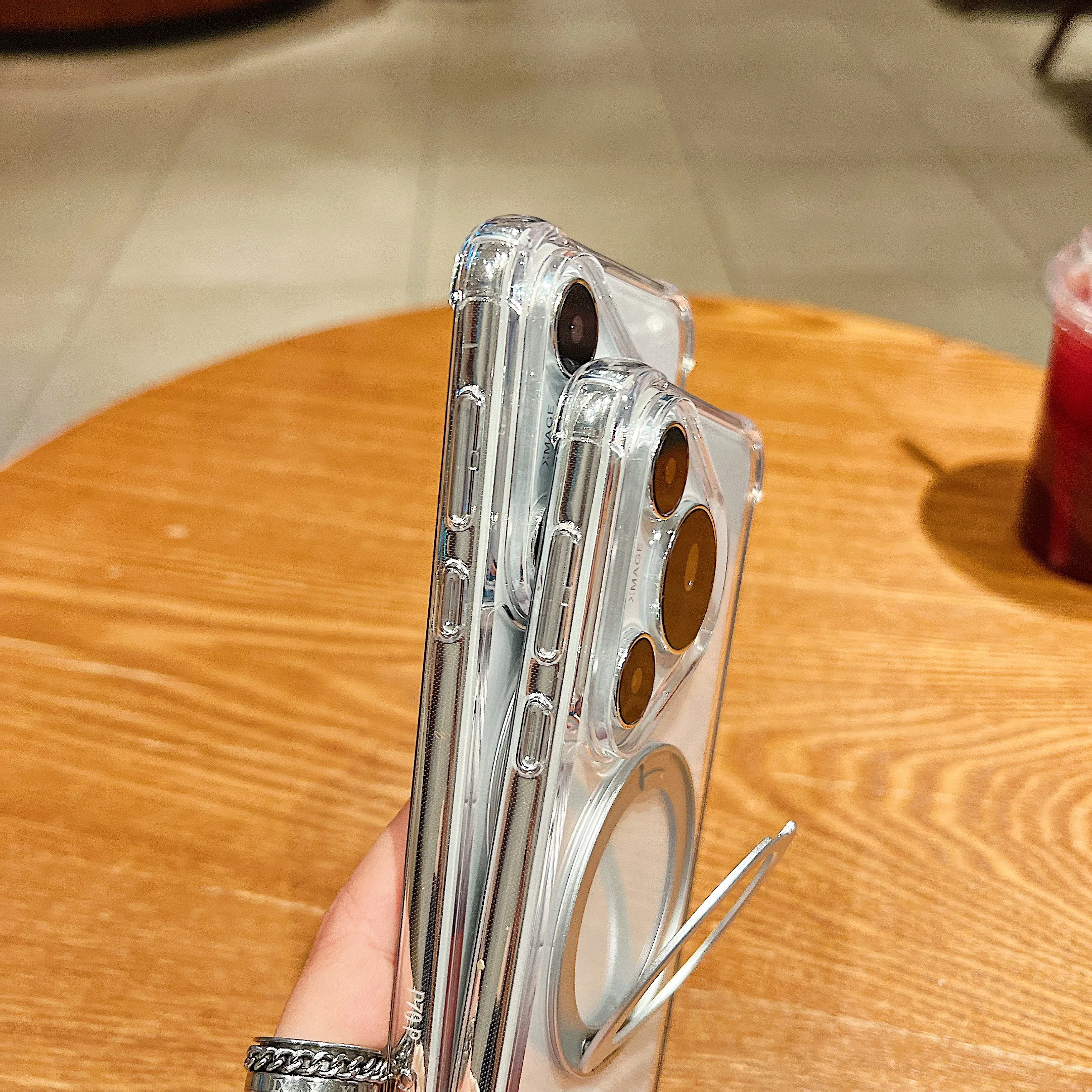 Clear Wireless Charging Magnetic Rotate Kickstand Phone Case For Huawei Pura 80 Pro 70 90 Pro Max, Transparent Hard Back Cover