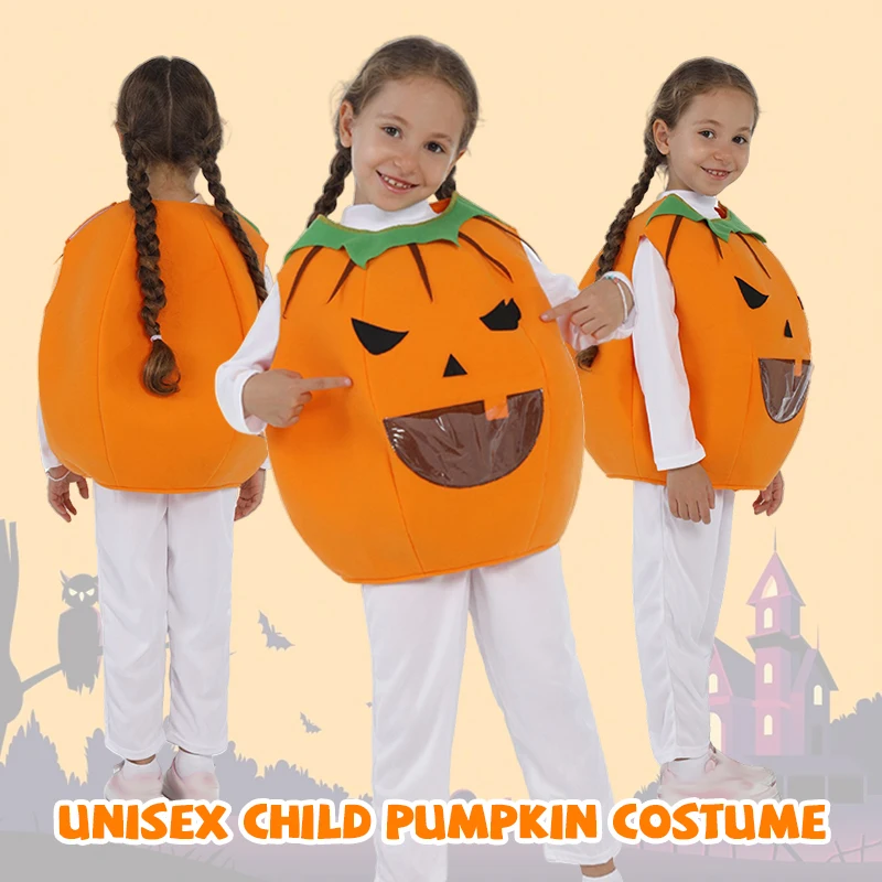 Costume da zucca di Halloween Capodanno Costumi da spettacolo per bambini Puntelli cosplay Vestito operato da festa di carnevale per ragazza ragazzo