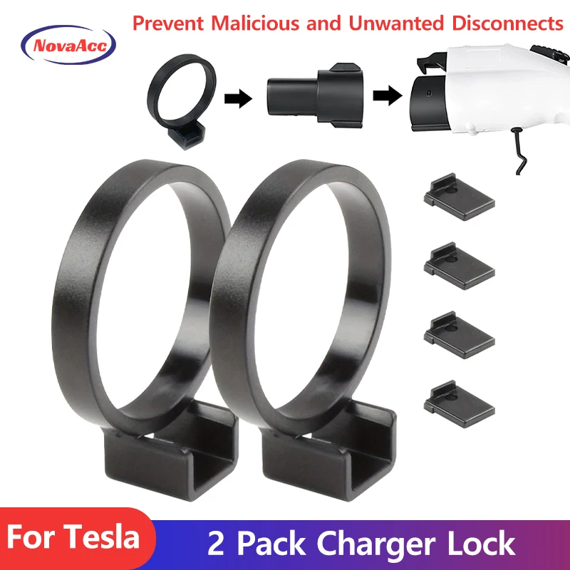 2 Pack Charger Lock for Tesla Model 3 Y Works with Non Flange Adapter Not Work with Model S/X 2017 to 2024 Car Accessories