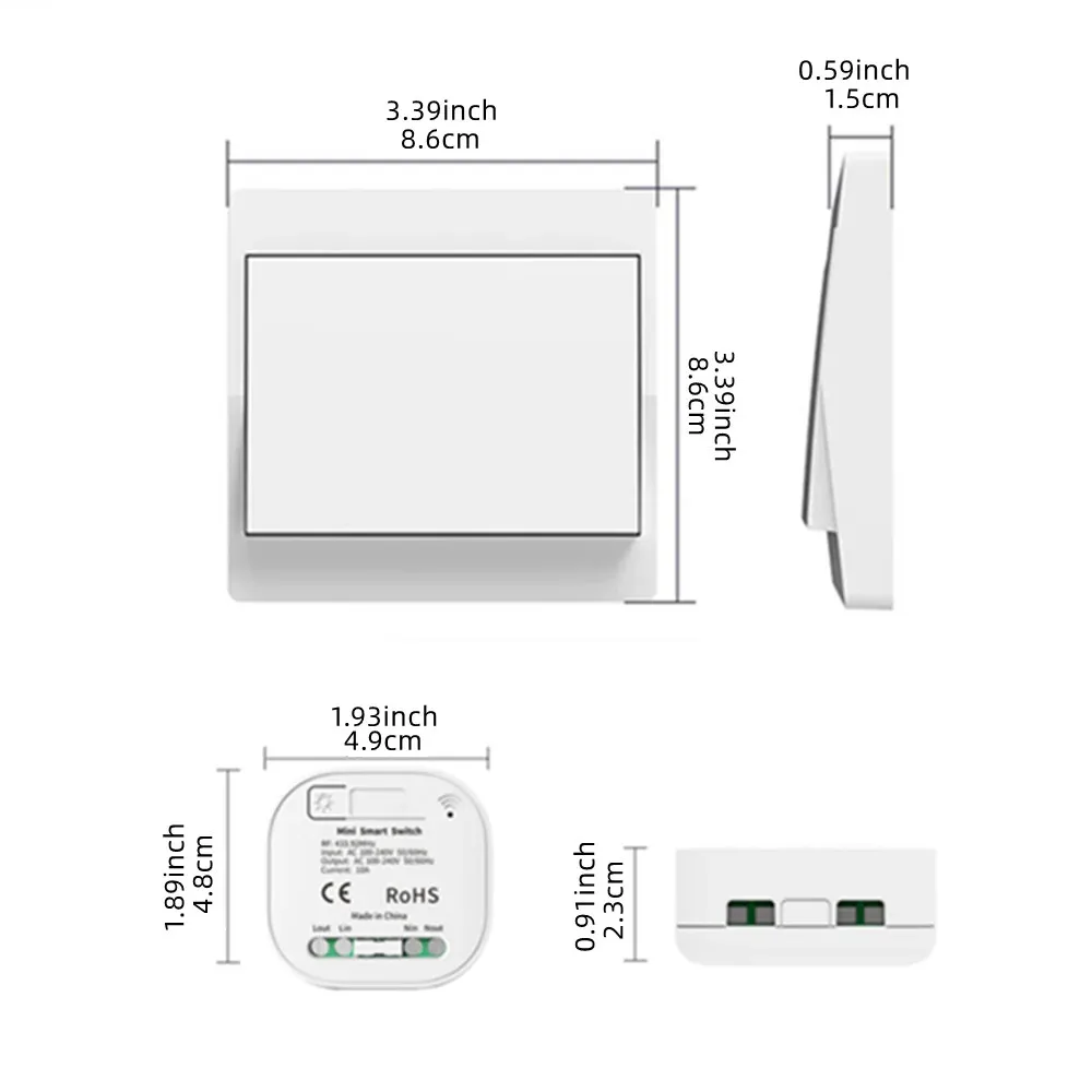 Wireless Self-powered Switch Household Remote Control Push Button Switch on off Wall Light Switch without Battery Waterproof